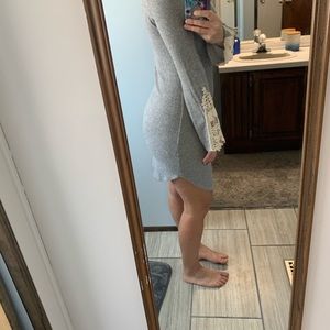Gray and crochet fitted casual dress